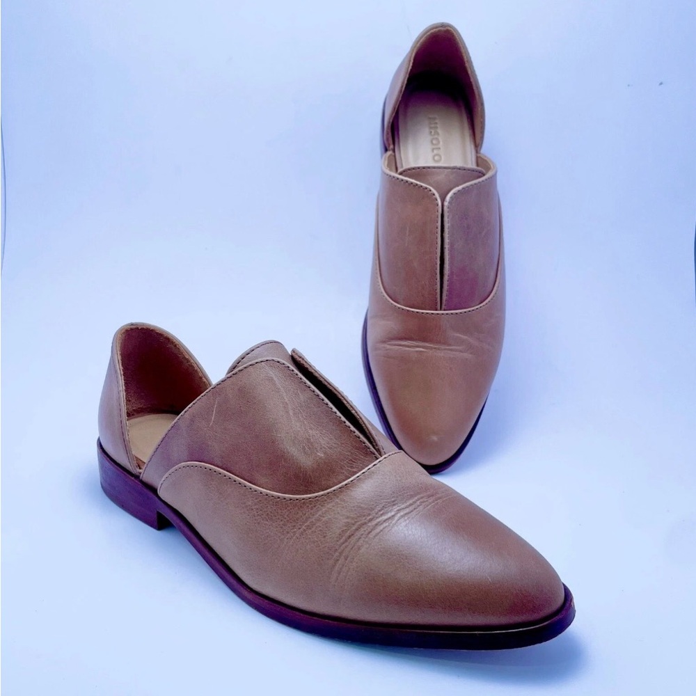 Nisolo Emma d'Orsay Oxford Flats Almond‎ Leather Women’s Size 8.5